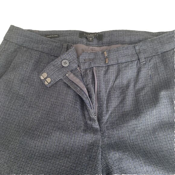 Talbots Italian Flannel Cropped Pants Cuffed Gray Blue Black Plaid 12P Wide Leg - Picture 6 of 11